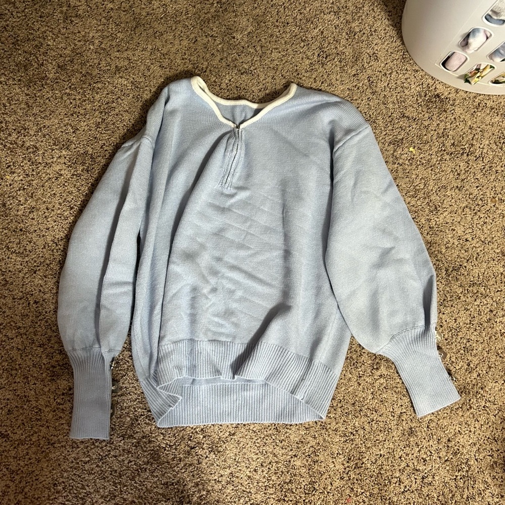 baby blue zip up sweatshirt